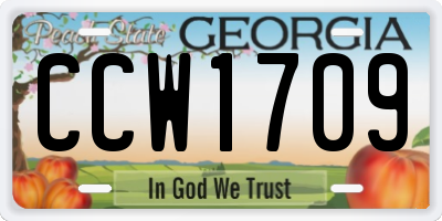 GA license plate CCW1709