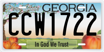 GA license plate CCW1722