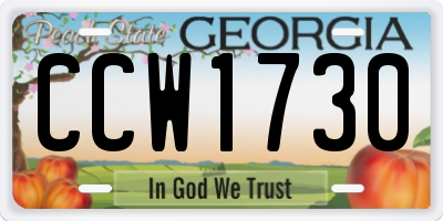 GA license plate CCW1730
