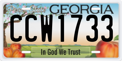 GA license plate CCW1733