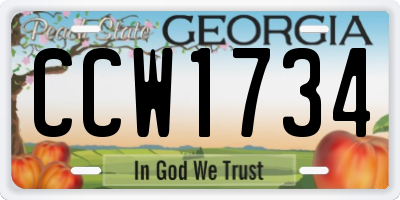 GA license plate CCW1734