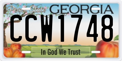 GA license plate CCW1748