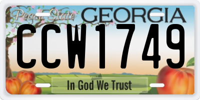 GA license plate CCW1749