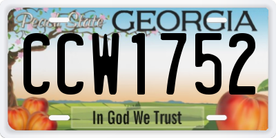 GA license plate CCW1752