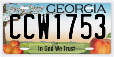 GA license plate CCW1753
