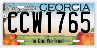 GA license plate CCW1765