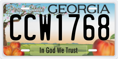 GA license plate CCW1768