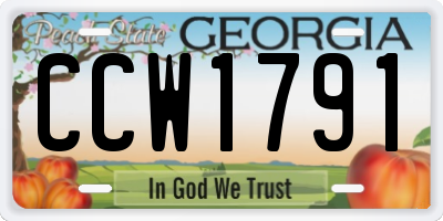 GA license plate CCW1791
