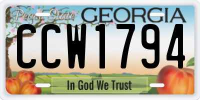 GA license plate CCW1794
