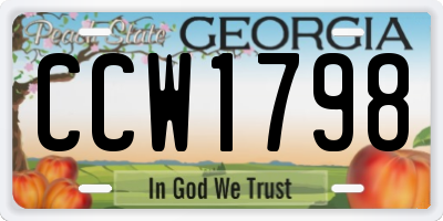 GA license plate CCW1798