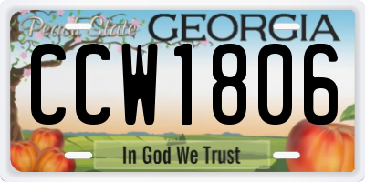 GA license plate CCW1806