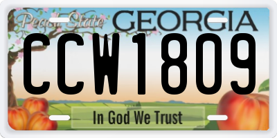 GA license plate CCW1809