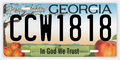 GA license plate CCW1818