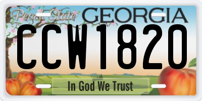 GA license plate CCW1820