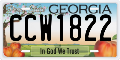 GA license plate CCW1822