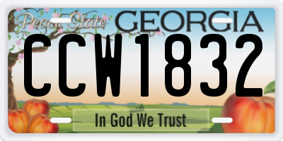 GA license plate CCW1832