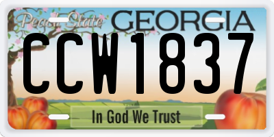 GA license plate CCW1837