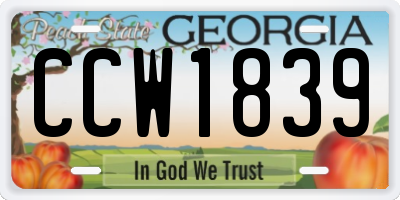 GA license plate CCW1839