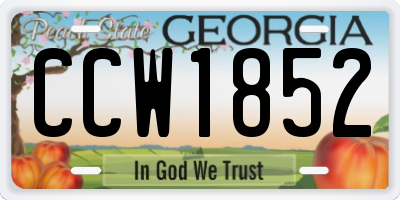 GA license plate CCW1852