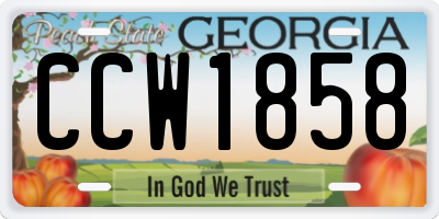 GA license plate CCW1858