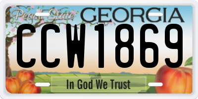 GA license plate CCW1869