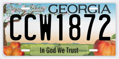 GA license plate CCW1872