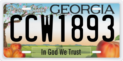 GA license plate CCW1893
