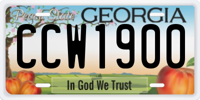 GA license plate CCW1900