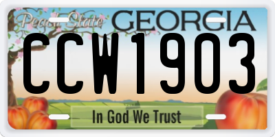 GA license plate CCW1903