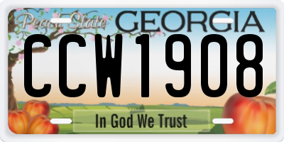 GA license plate CCW1908
