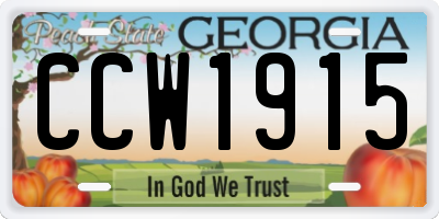 GA license plate CCW1915