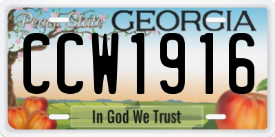 GA license plate CCW1916