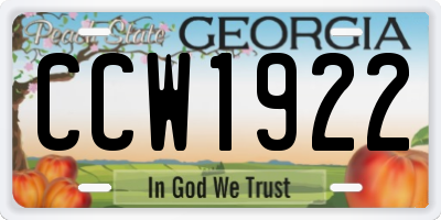 GA license plate CCW1922