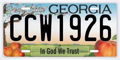 GA license plate CCW1926