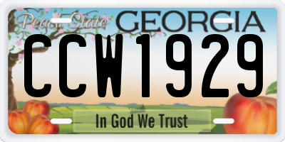 GA license plate CCW1929