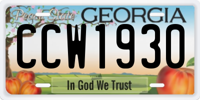GA license plate CCW1930