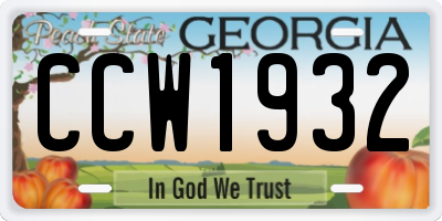 GA license plate CCW1932