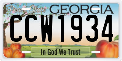 GA license plate CCW1934