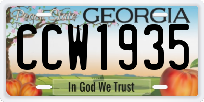 GA license plate CCW1935