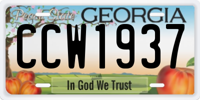 GA license plate CCW1937