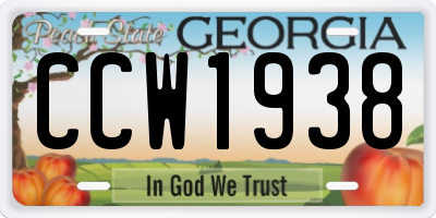 GA license plate CCW1938