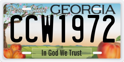 GA license plate CCW1972