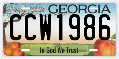 GA license plate CCW1986