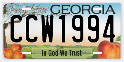 GA license plate CCW1994