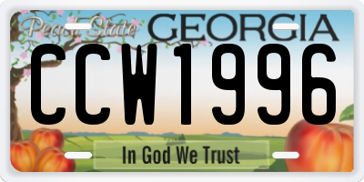 GA license plate CCW1996