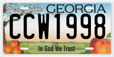 GA license plate CCW1998
