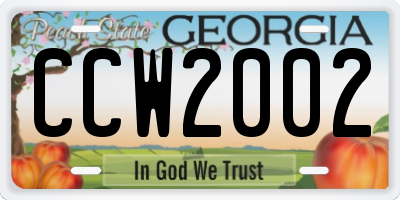 GA license plate CCW2002