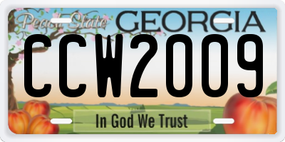 GA license plate CCW2009