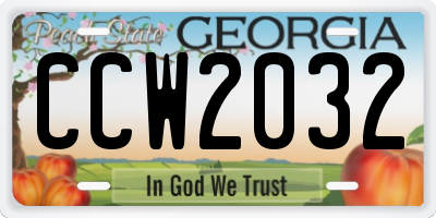 GA license plate CCW2032