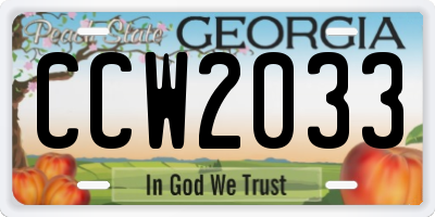 GA license plate CCW2033
